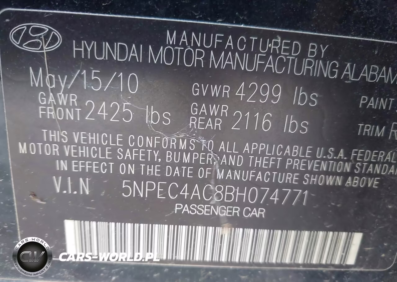 2011 Hyundai Sonata Se VIN:5NPEC4AC8BH074771 - 9