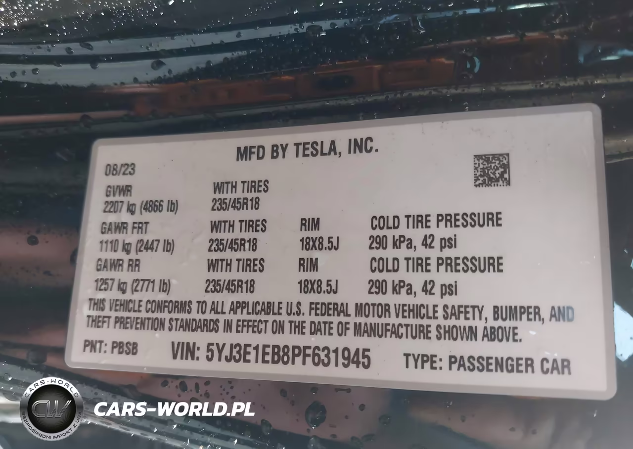 2023 Tesla Model 3 Long Range Dual Motor All-Wheel Drive VIN:5YJ3E1EB8PF631945 - 9