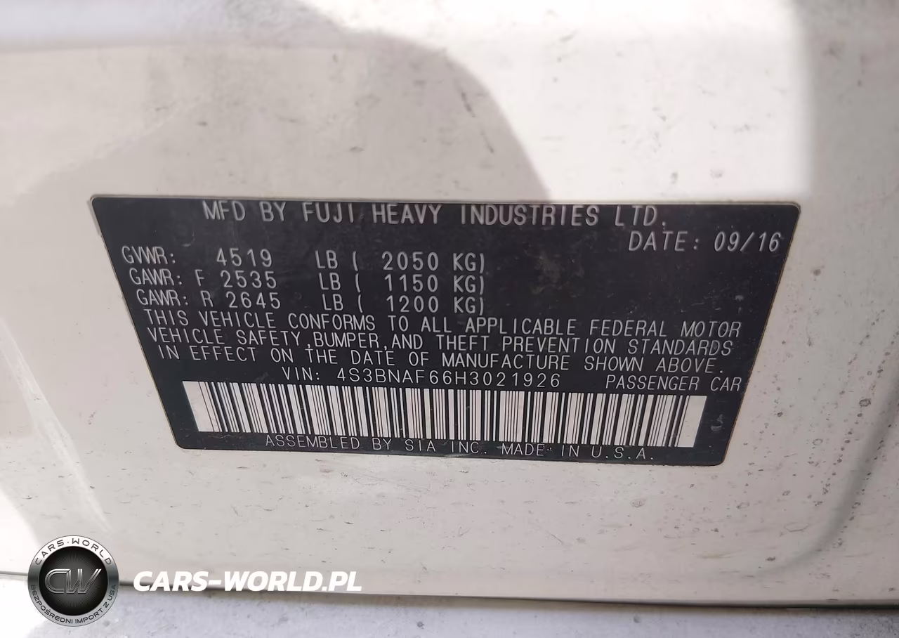 2017 Subaru Legacy 2.5I Premium VIN:4S3BNAF66H3021926 - 9