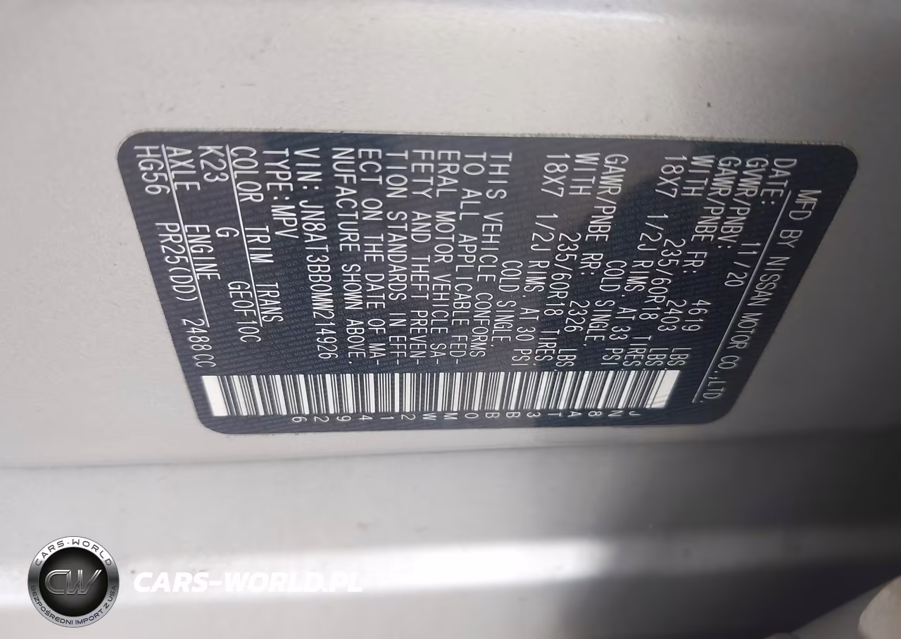 2021 Nissan Rogue Sv Intelligent Awd VIN:JN8AT3BB0MW214926 - 9