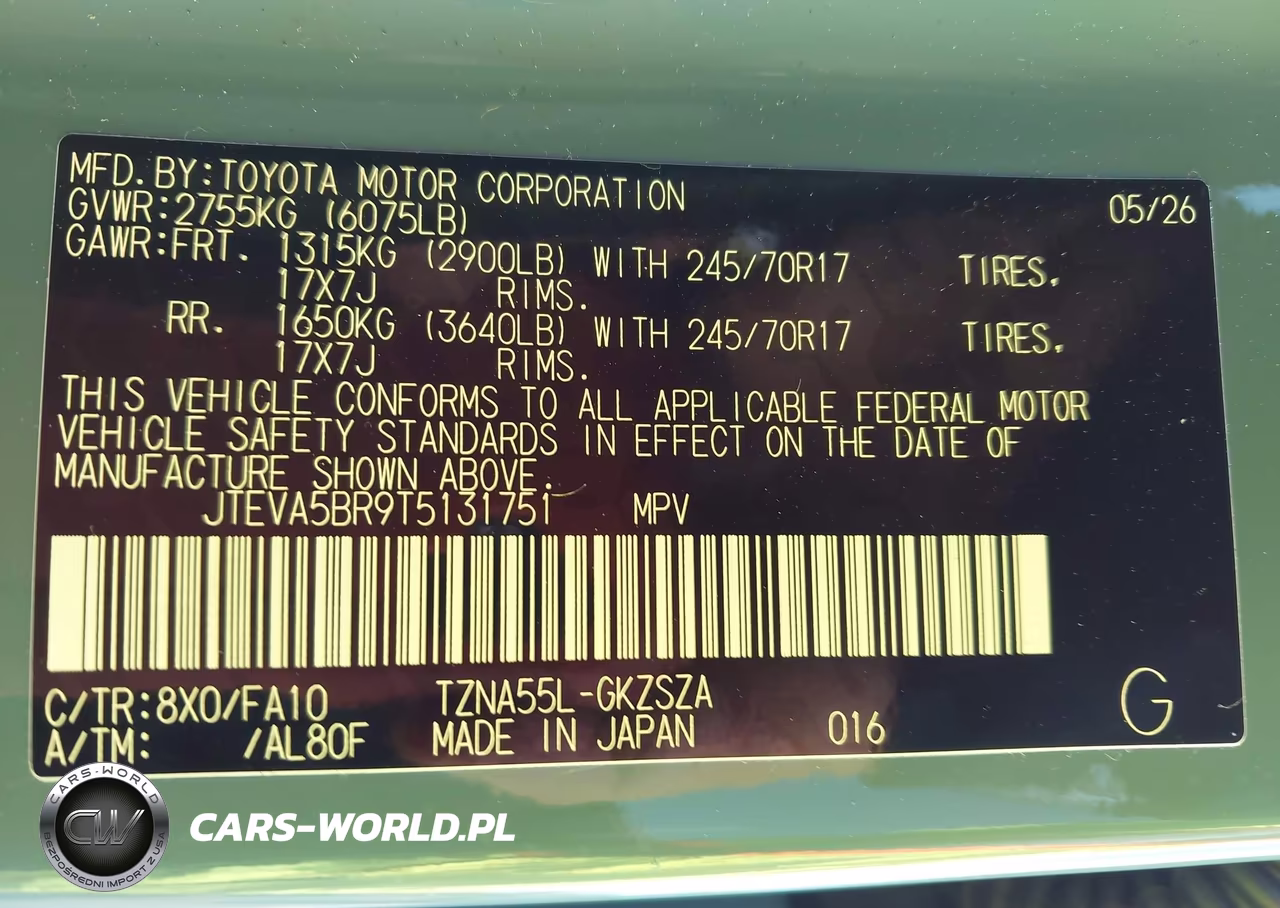 2026 Toyota 4Runner Sr5 VIN:JTEVA5BR9T5131751 - 9