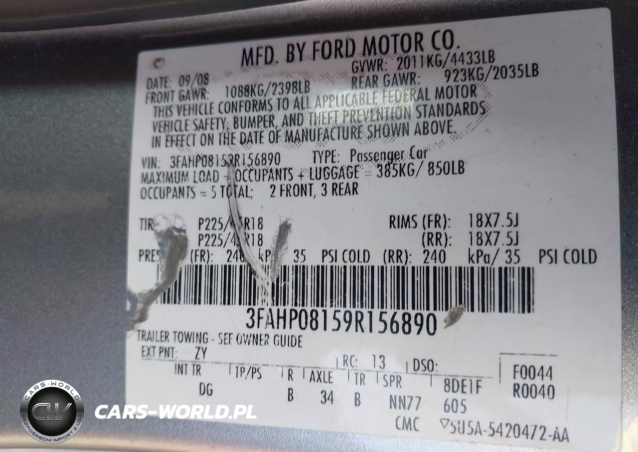 2009 Ford Fusion Sel VIN:3FAHP08159R156890 - 9