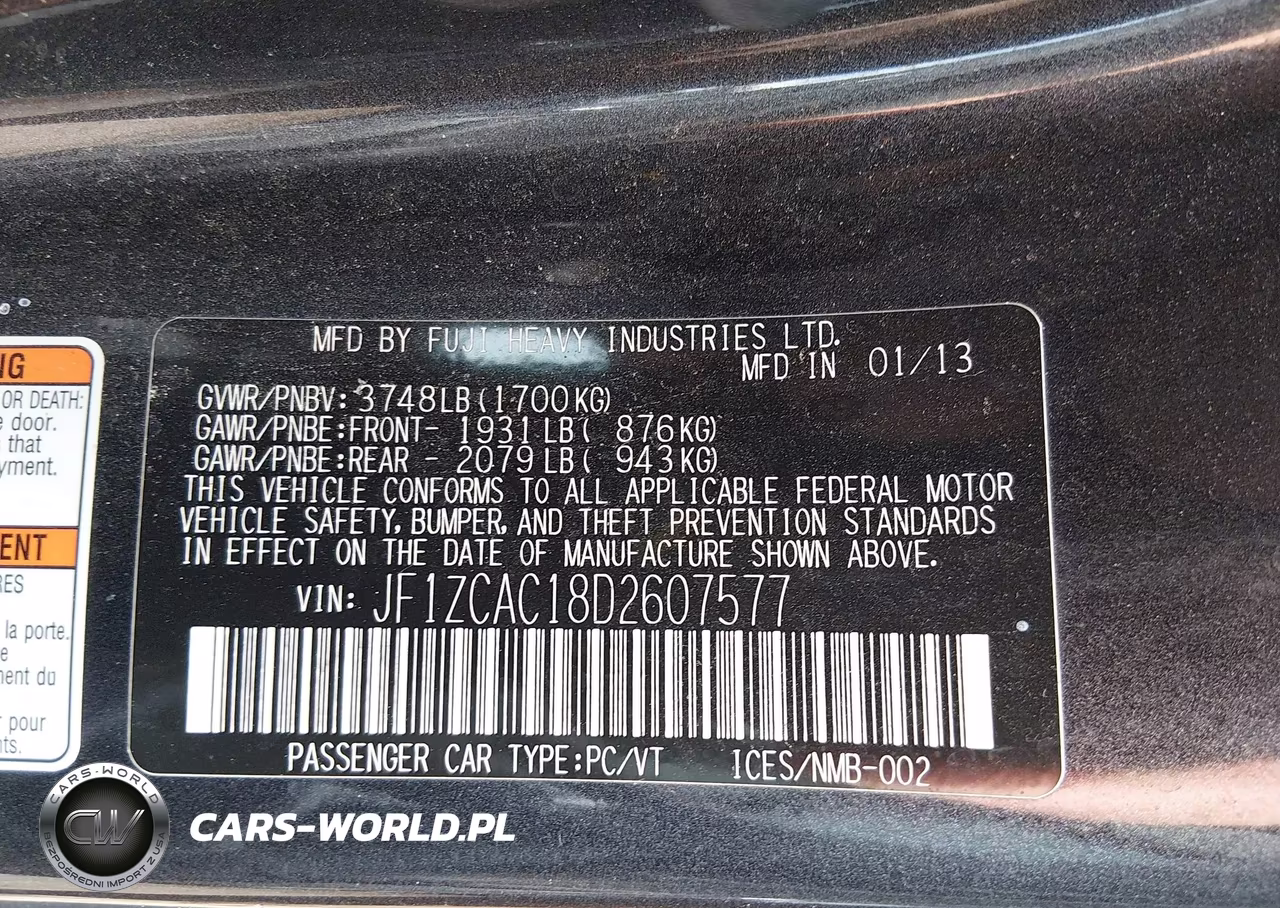 2013 Subaru Brz Limited VIN:JF1ZCAC18D2607577 - 9