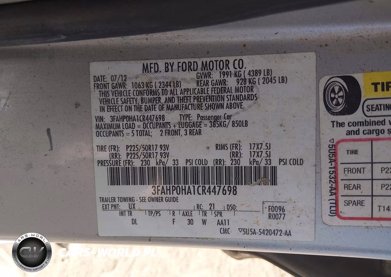 2012 Ford Fusion Se VIN:3FAHP0HA1CR447698 - 9