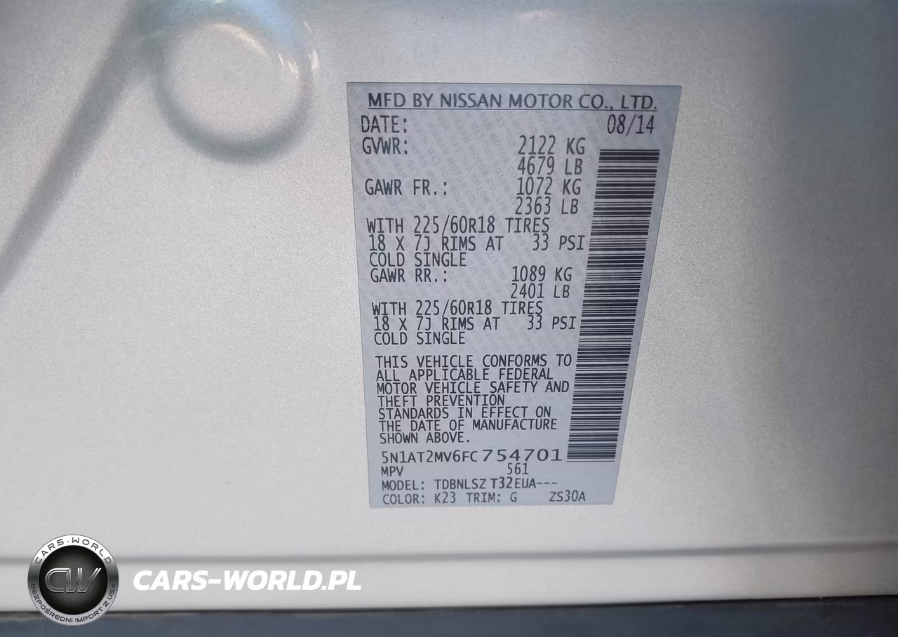 2015 Nissan Rogue Sl VIN:5N1AT2MV6FC754701 - 9