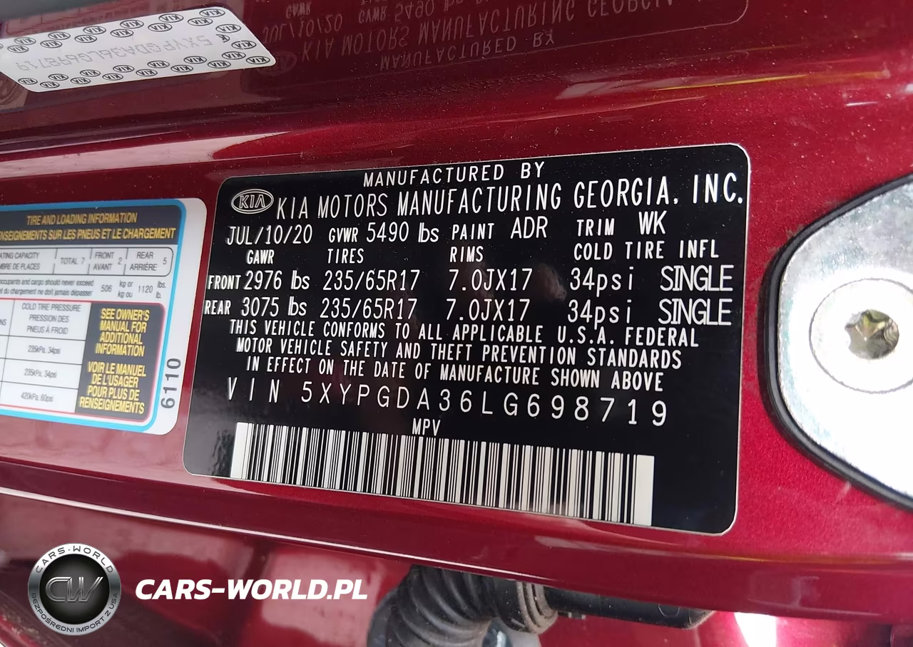 2020 Kia Sorento 2.4L Lx VIN:5XYPGDA36LG698719 - 9