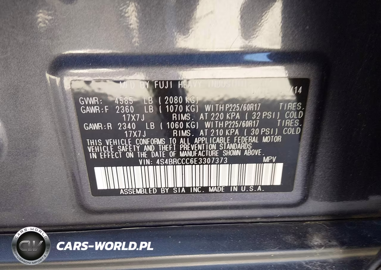 2014 Subaru Outback 2.5I Premium VIN:4S4BRCCC6E3307373 - 9