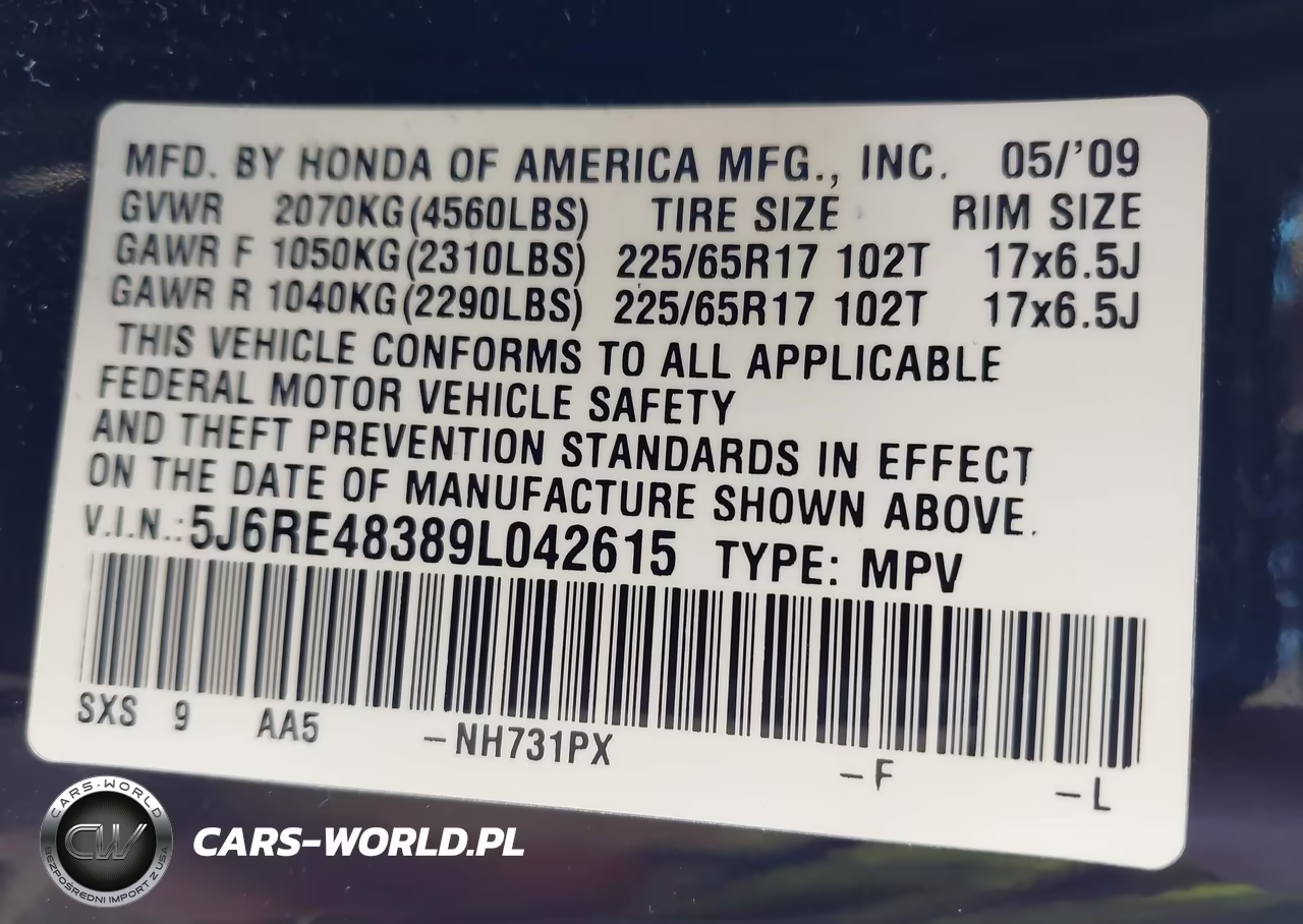 2009 Honda Cr-V Lx VIN:5J6RE48389L042615 - 9