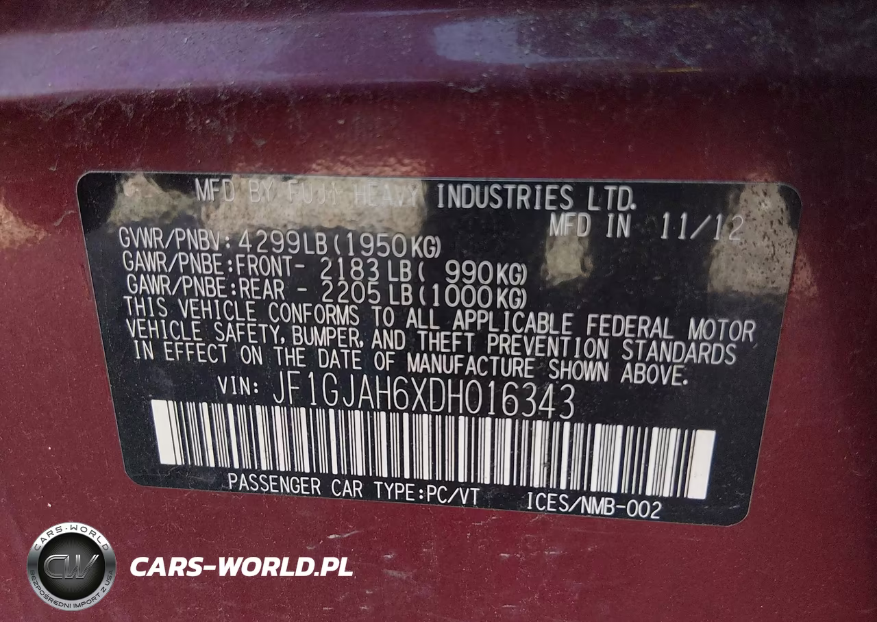 2013 Subaru Impreza 2.0I Limited VIN:JF1GJAH6XDH016343 - 9