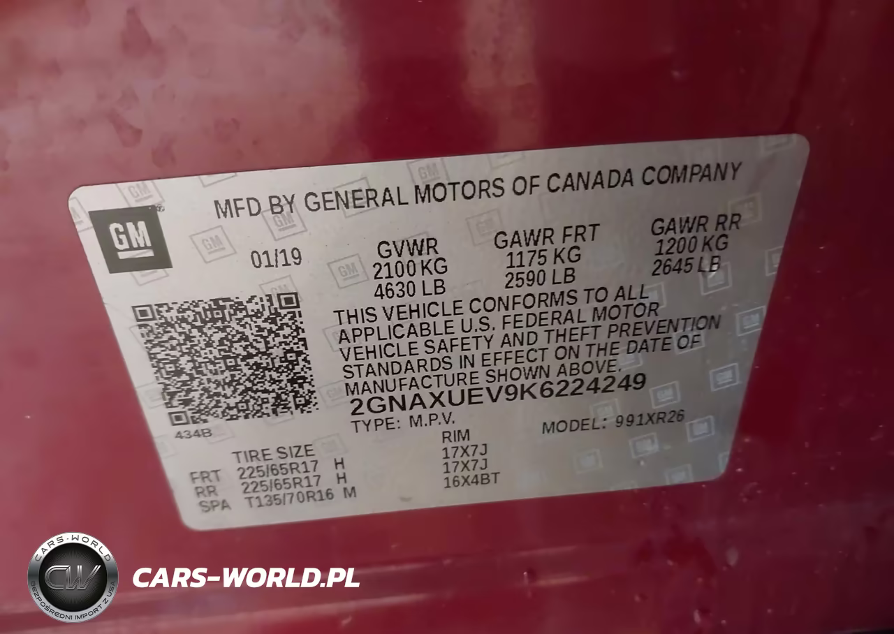 2019 Chevrolet Equinox Lt VIN:2GNAXUEV9K6224249 - 9