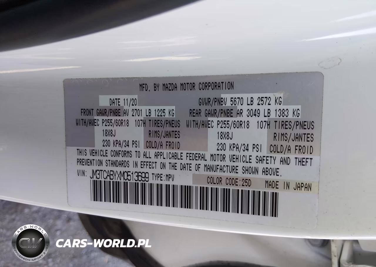 2021 Mazda Cx-9 Sport VIN:JM3TCABYXM0513699 - 9