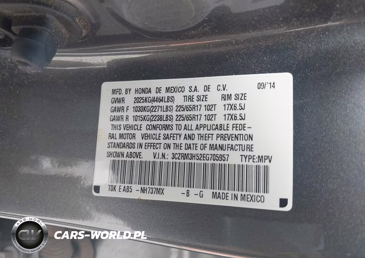 2014 Honda Cr-V Ex VIN:3CZRM3H52EG705957 - 9
