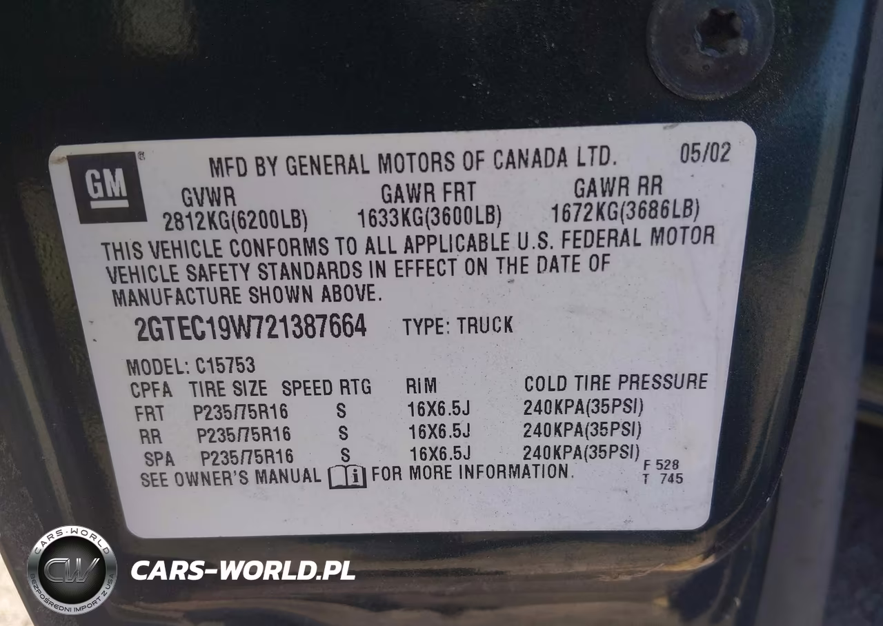 2002 GMC Sierra 1500 Standard VIN:2GTEC19W721387664 - 9