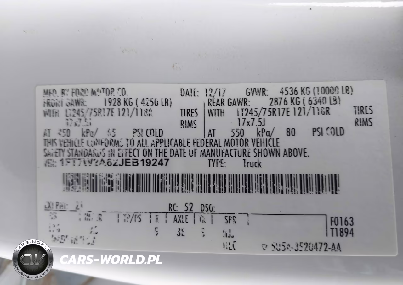 2018 Ford F-250 Xl VIN:1FT7W2A62JEB19247 - 9