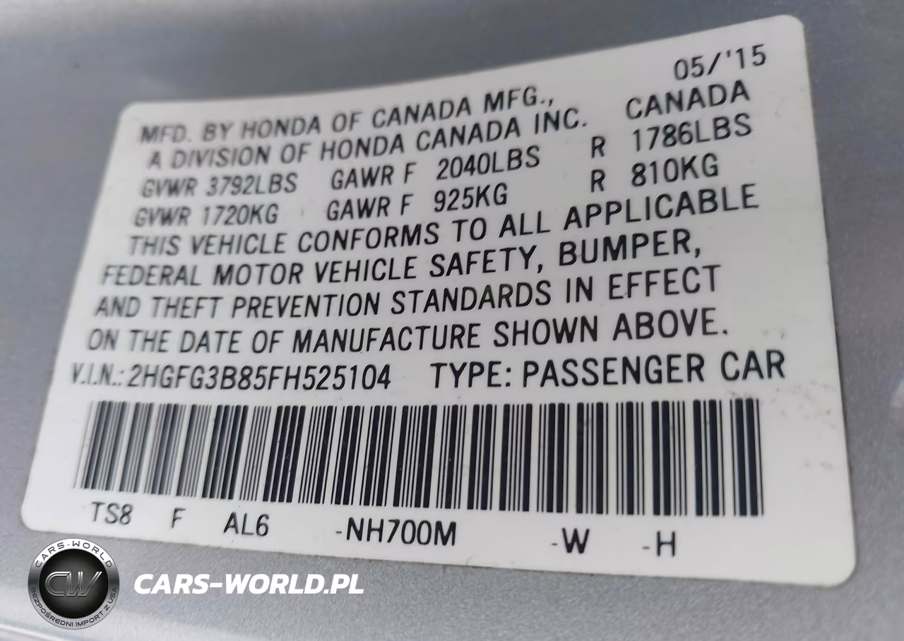 2015 Honda Civic Ex VIN:2HGFG3B85FH525104 - 9