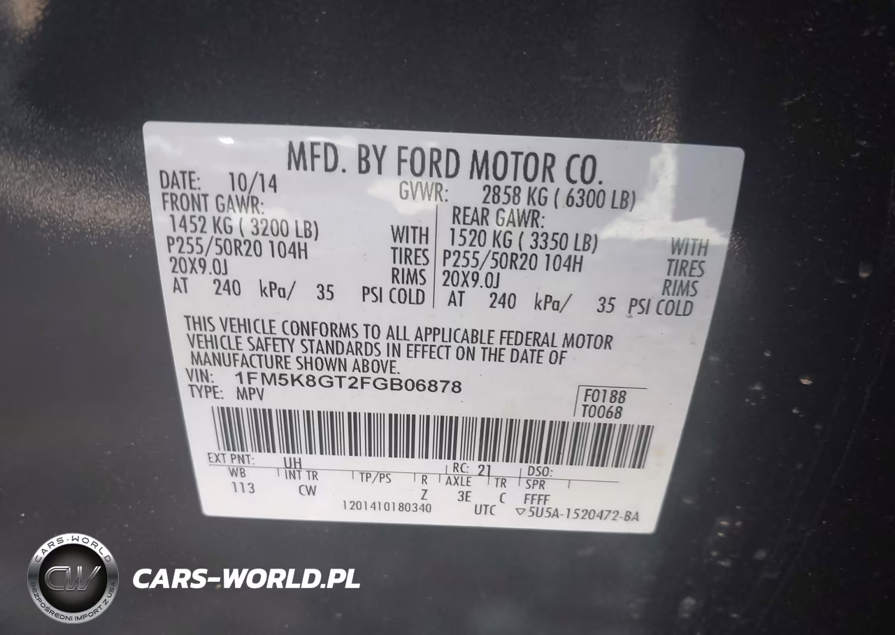 2015 Ford Explorer Sport VIN:1FM5K8GT2FGB06878 - 9