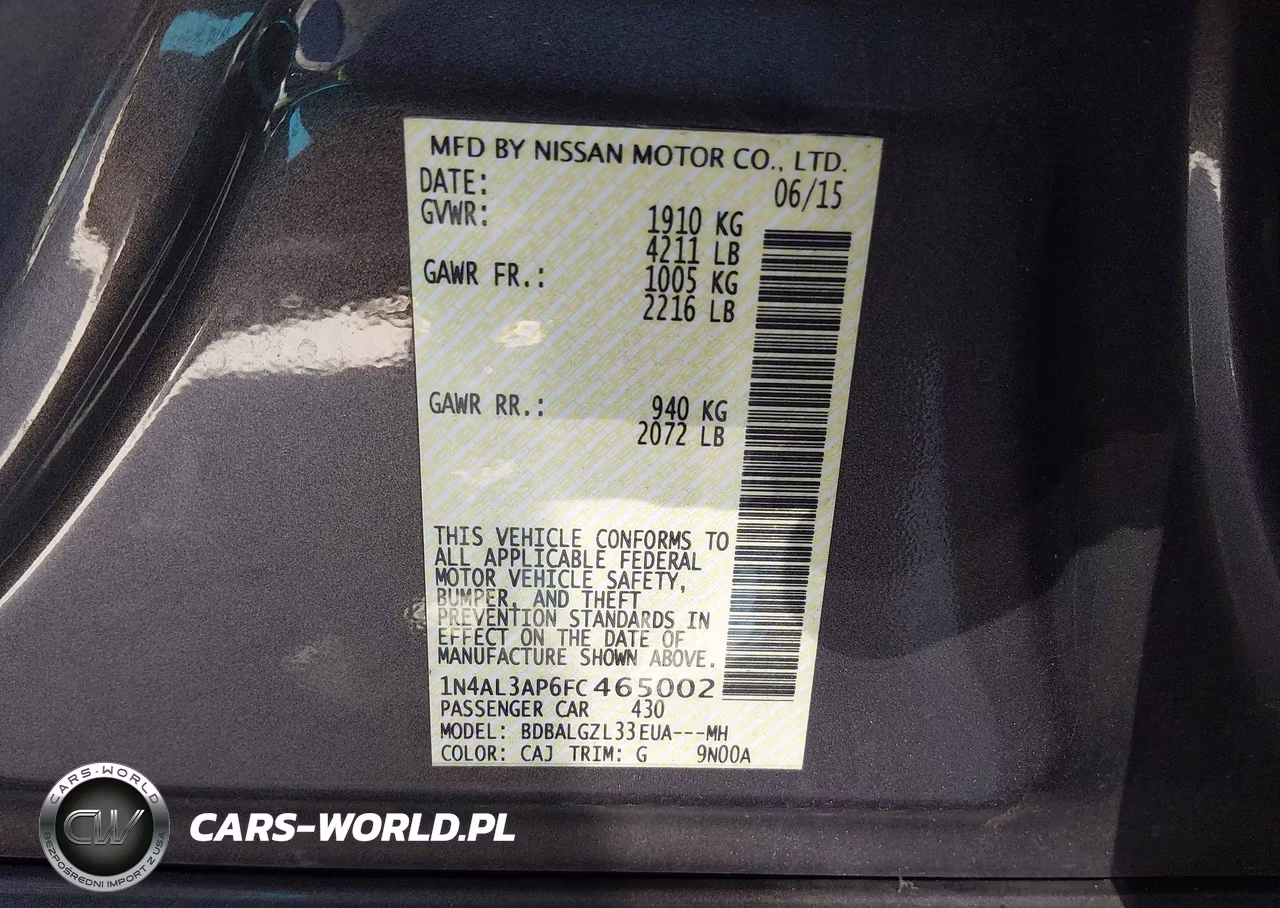 2015 Nissan Altima 2.5 S VIN:1N4AL3AP6FC465002 - 9