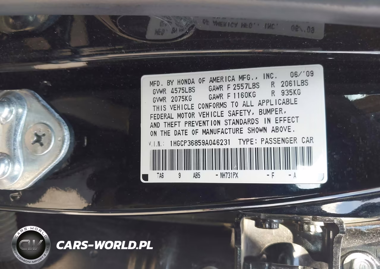 2009 Honda Accord 3.5 Ex-L VIN:1HGCP36859A046231 - 9
