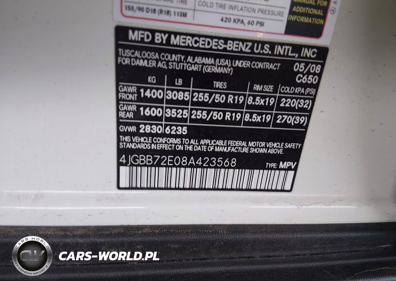 2008 Mercedes-Benz Ml 550 4Matic VIN:4JGBB72E08A423568 - 9