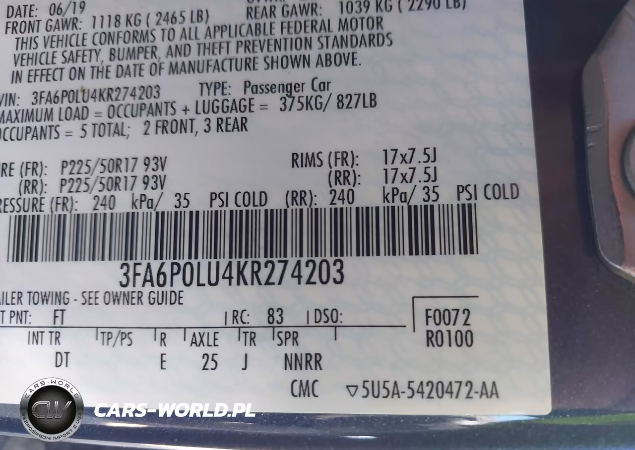 2019 Ford Fusion Hybrid Se VIN:3FA6P0LU4KR274203 - 9