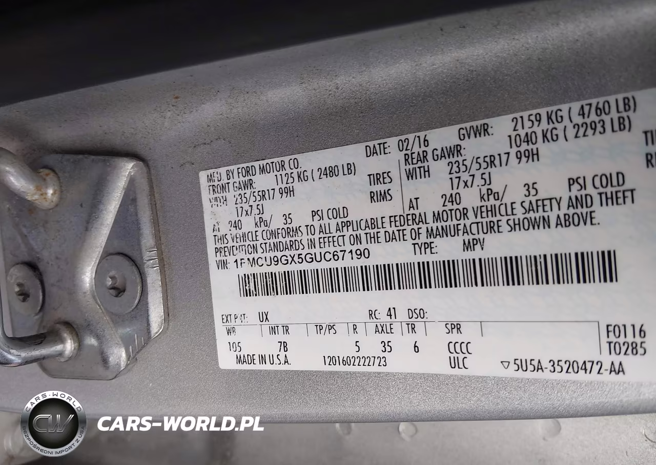 2016 Ford Escape Se VIN:1FMCU9GX5GUC67190 - 9