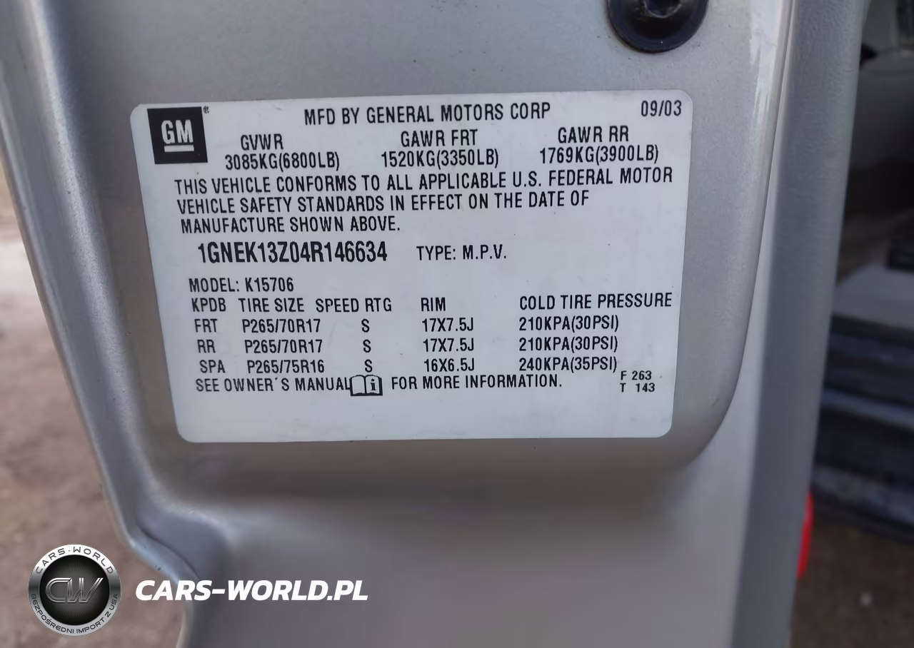 2004 Chevrolet Tahoe Z71 VIN:1GNEK13Z04R146634 - 9