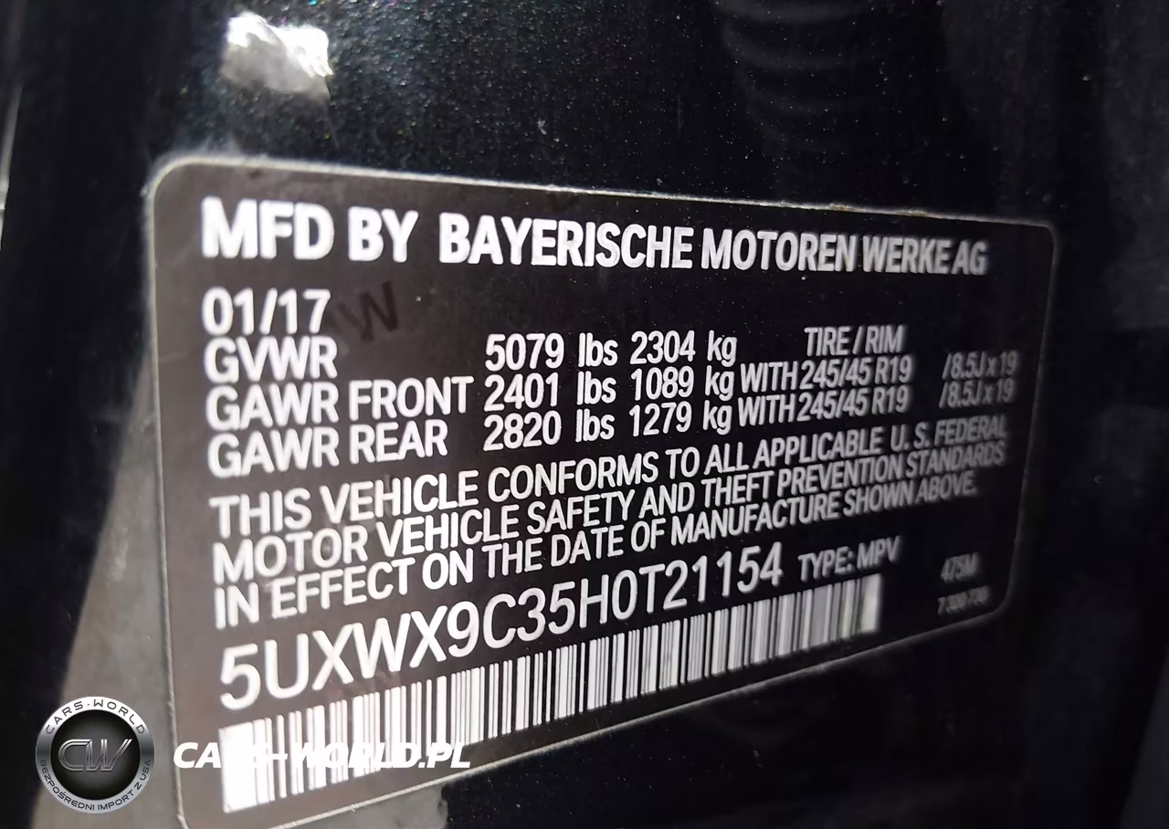 2017 BMW X3 xDrive28I VIN:5UXWX9C35H0T21154 - 9