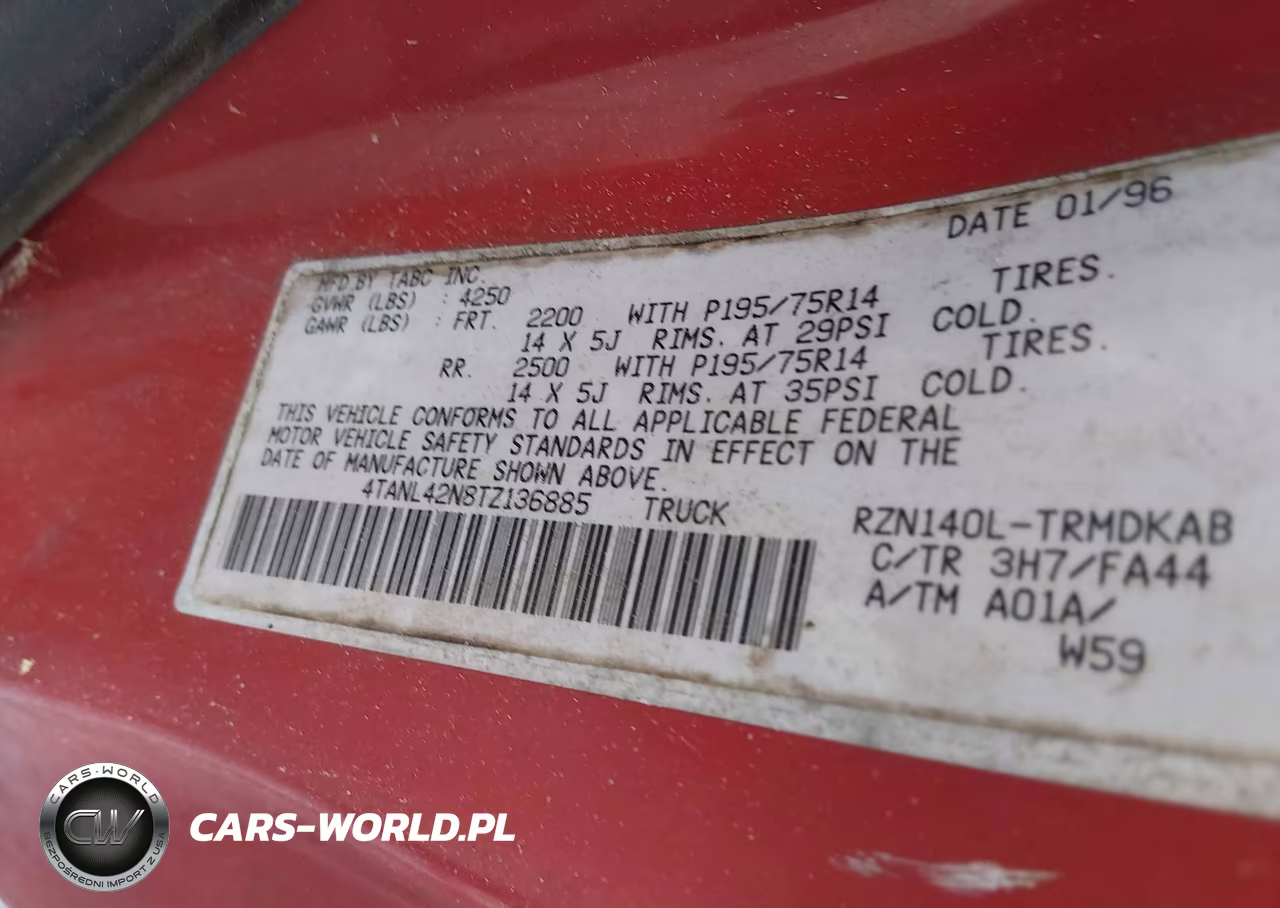 1996 Toyota Tacoma VIN:4TANL42N8TZ136885 - 9