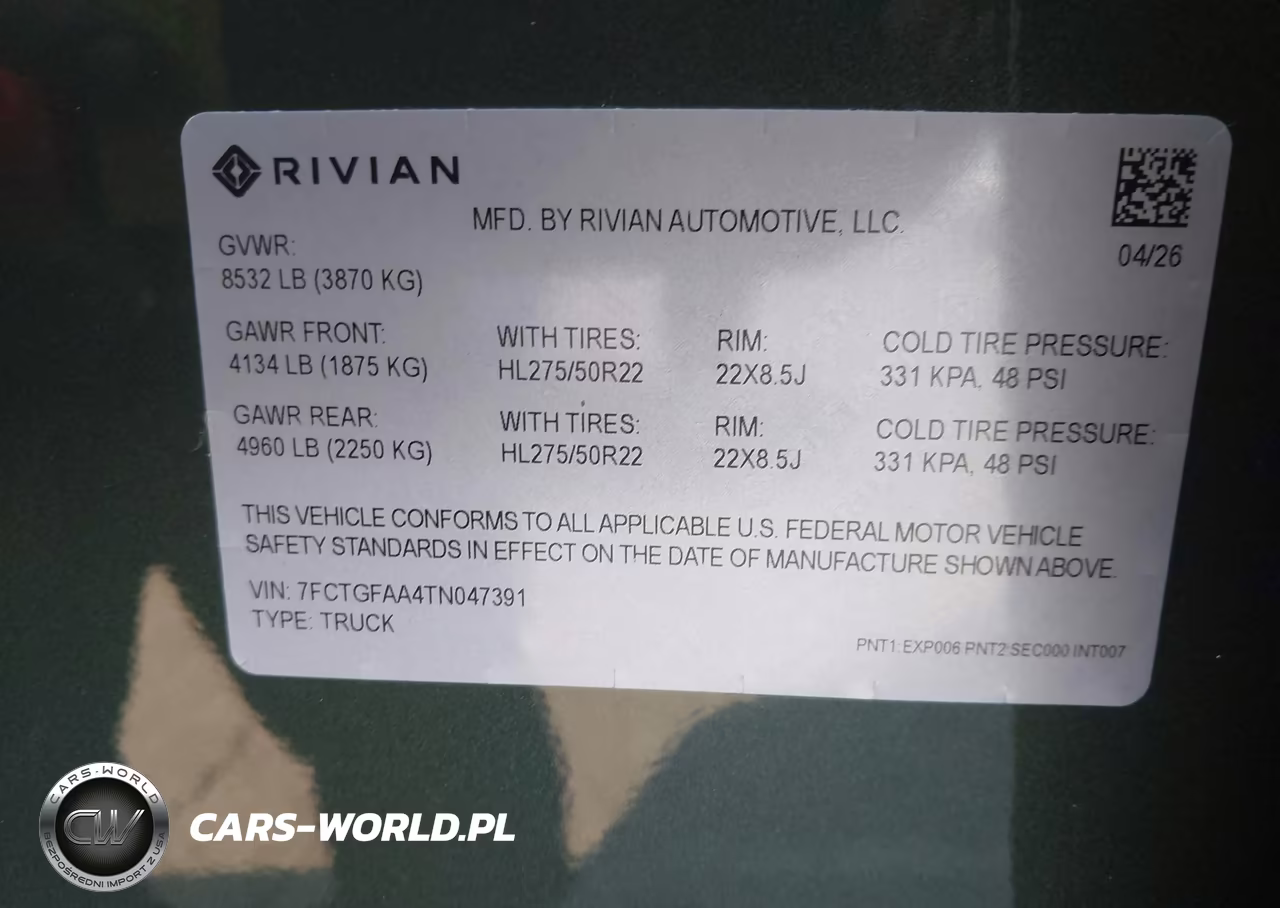 2026 Rivian R1T Dual Motor Large Pack-Performance Dual Motor Large Pack VIN:7FCTGFAA4TN047391 - 8