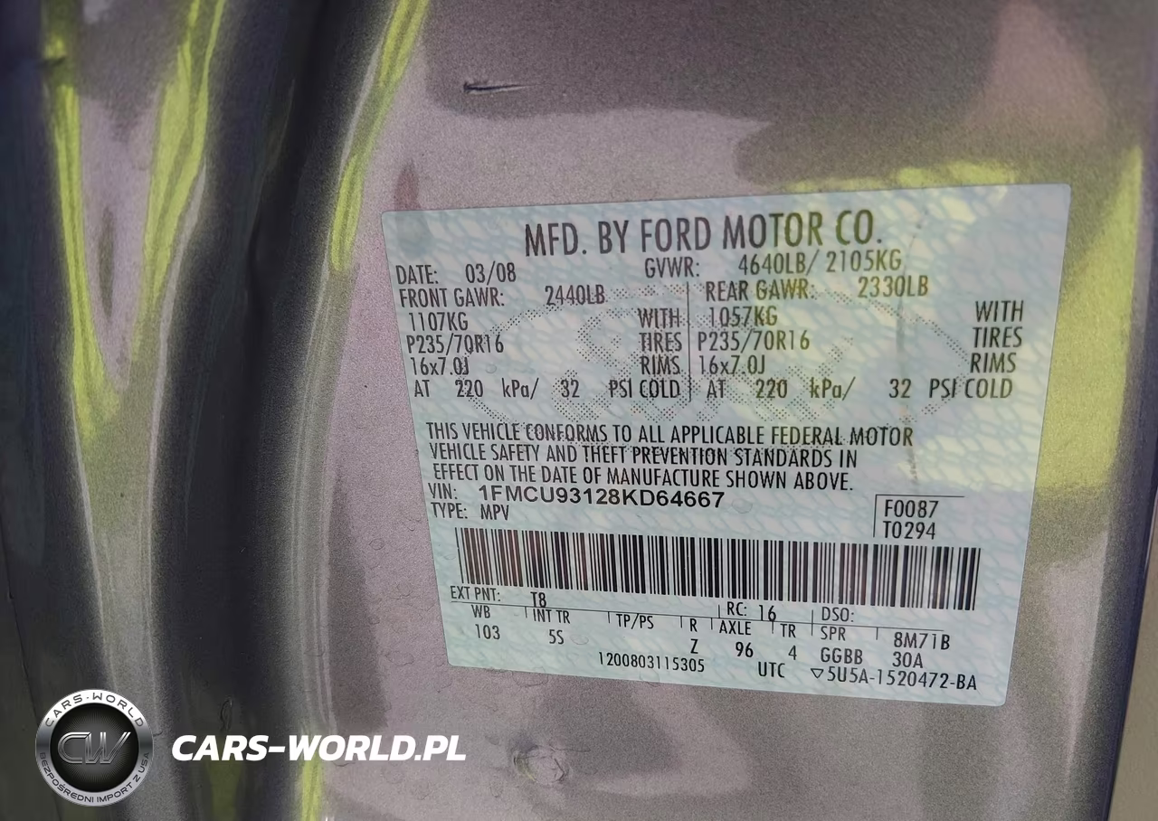 2008 Ford Escape Xlt VIN:1FMCU93128KD64667 - 9