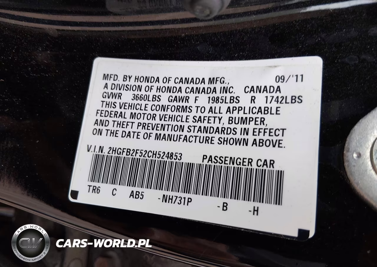 2012 Honda Civic Lx VIN:2HGFB2F52CH524853 - 9