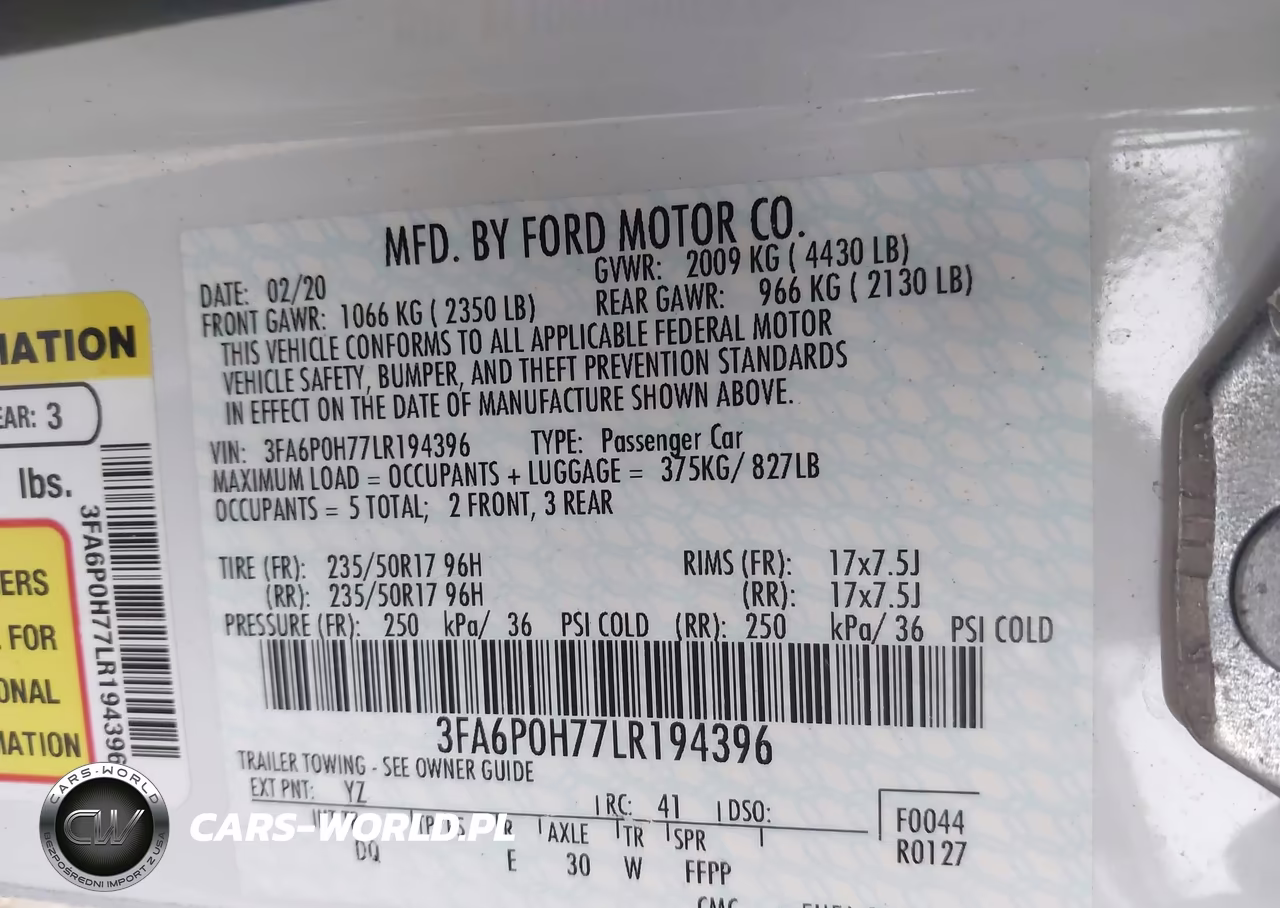 2020 Ford Fusion Se VIN:3FA6P0H77LR194396 - 9