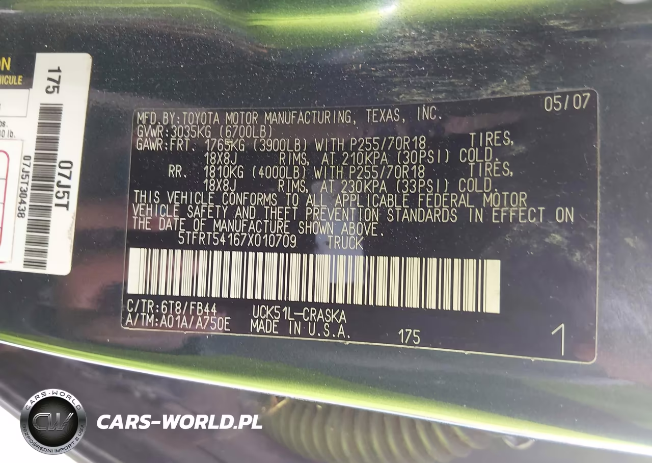 2007 Toyota Tundra Sr5 4.7L V8 VIN:5TFRT54167X010709 - 9