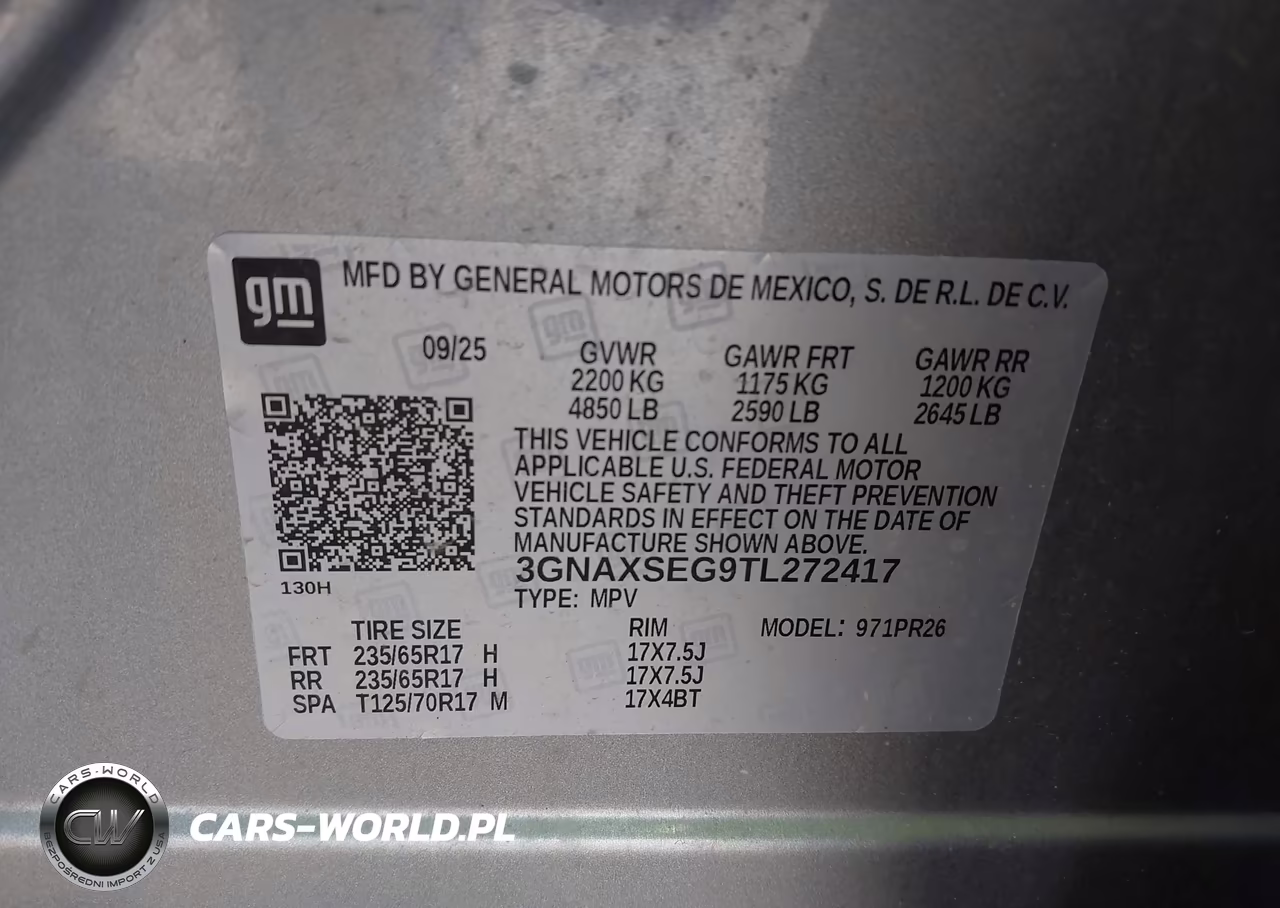 2026 Chevrolet Equinox Awd Activ VIN:3GNAXSEG9TL272417 - 9