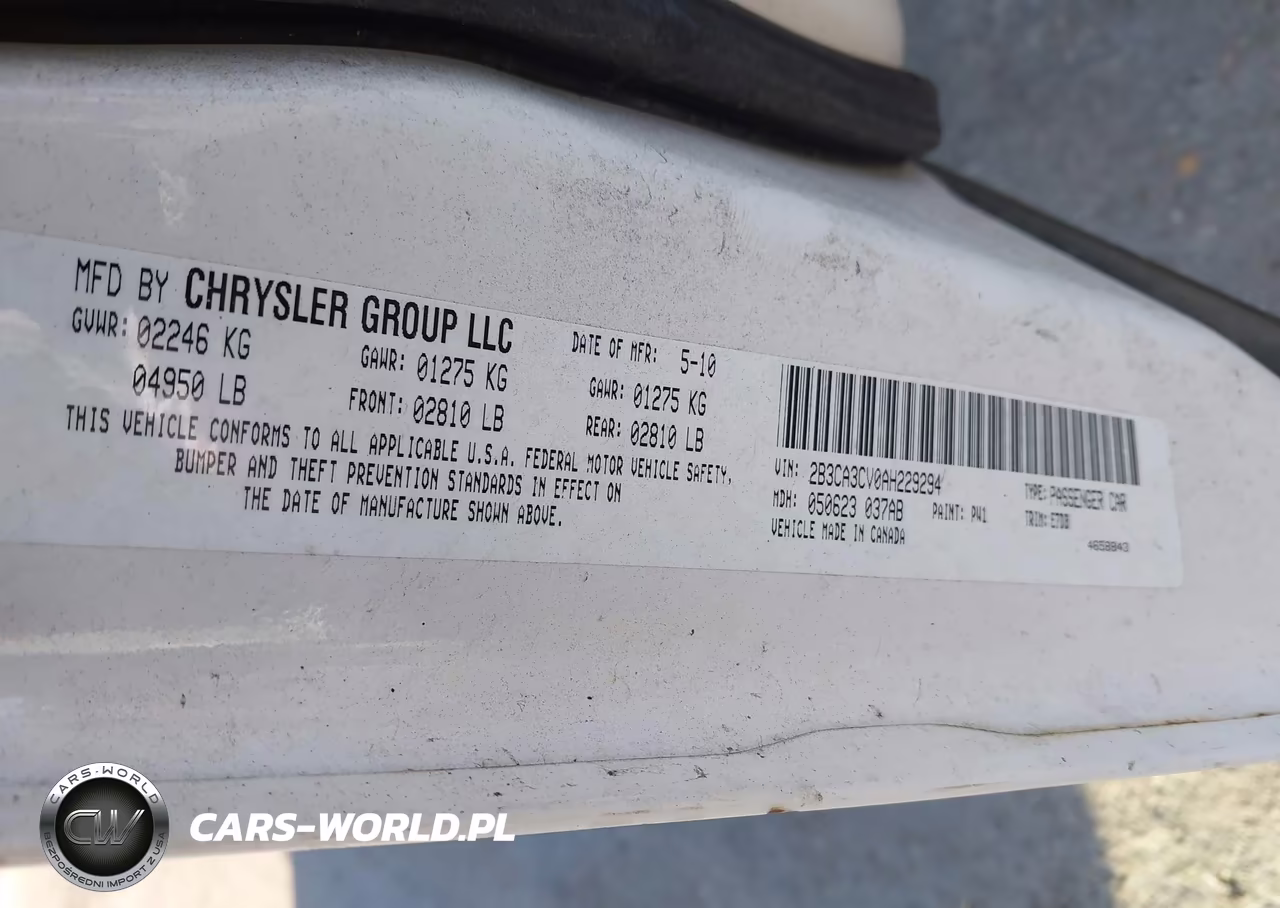 2010 Dodge Charger Sxt VIN:2B3CA3CV0AH229294 - 9