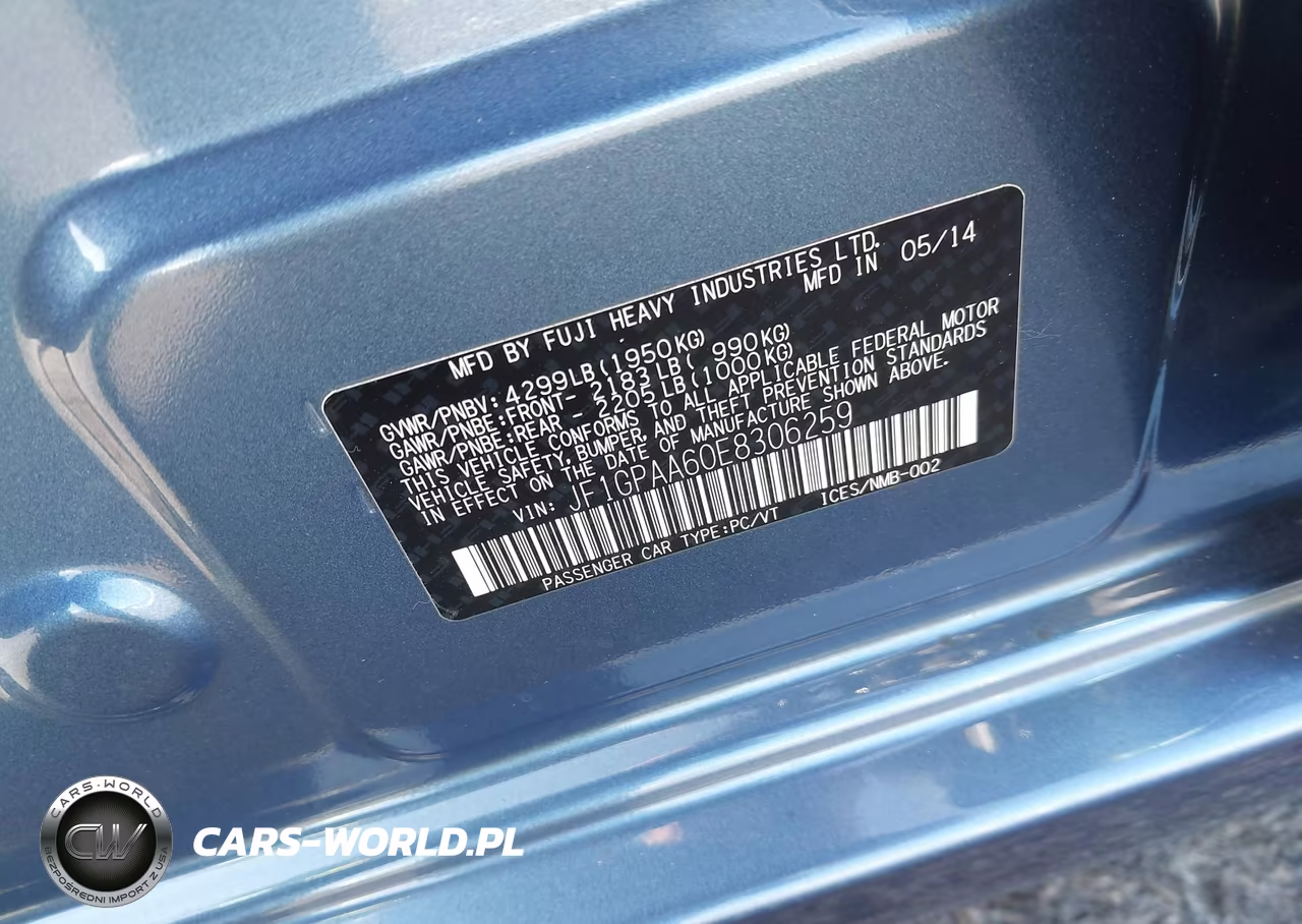 2014 Subaru Impreza 2.0I VIN:JF1GPAA60E8306259 - 9