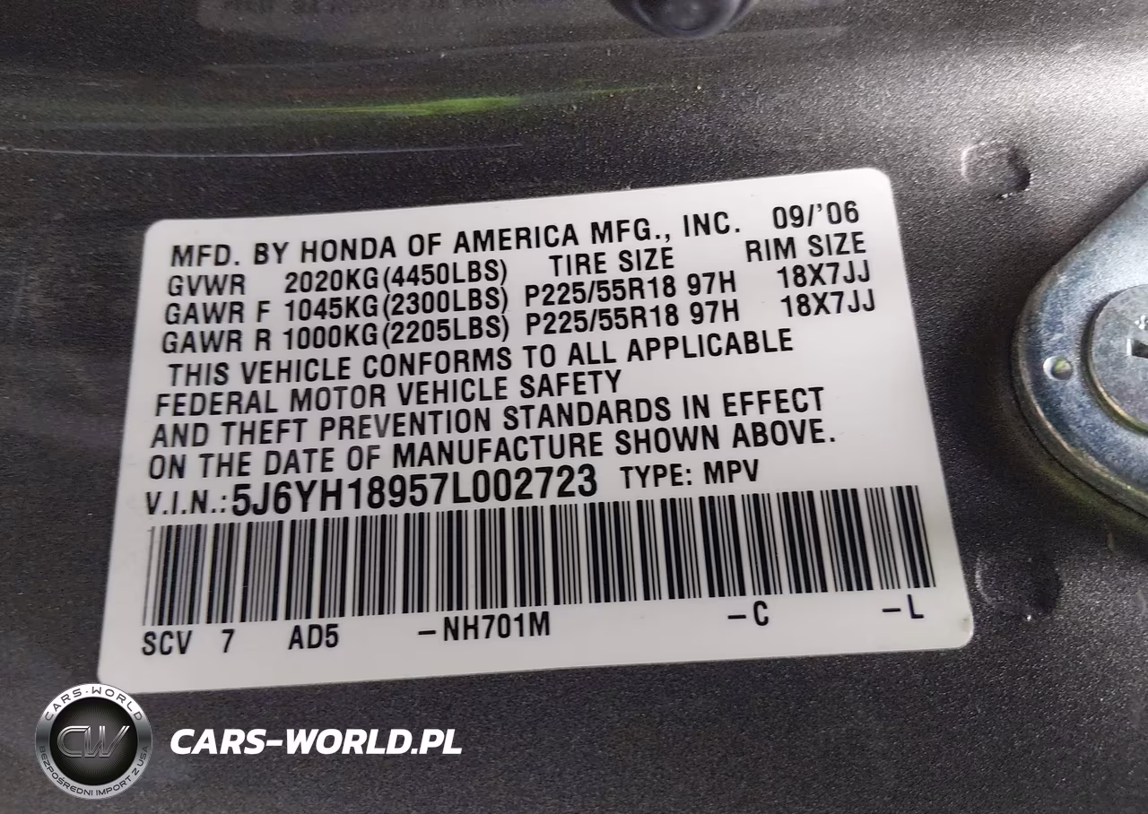 2007 Honda Element Sc VIN:5J6YH18957L002723 - 9
