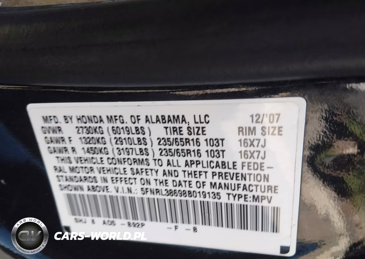 2008 Honda Odyssey Ex-L VIN:5FNRL38698B019135 - 9