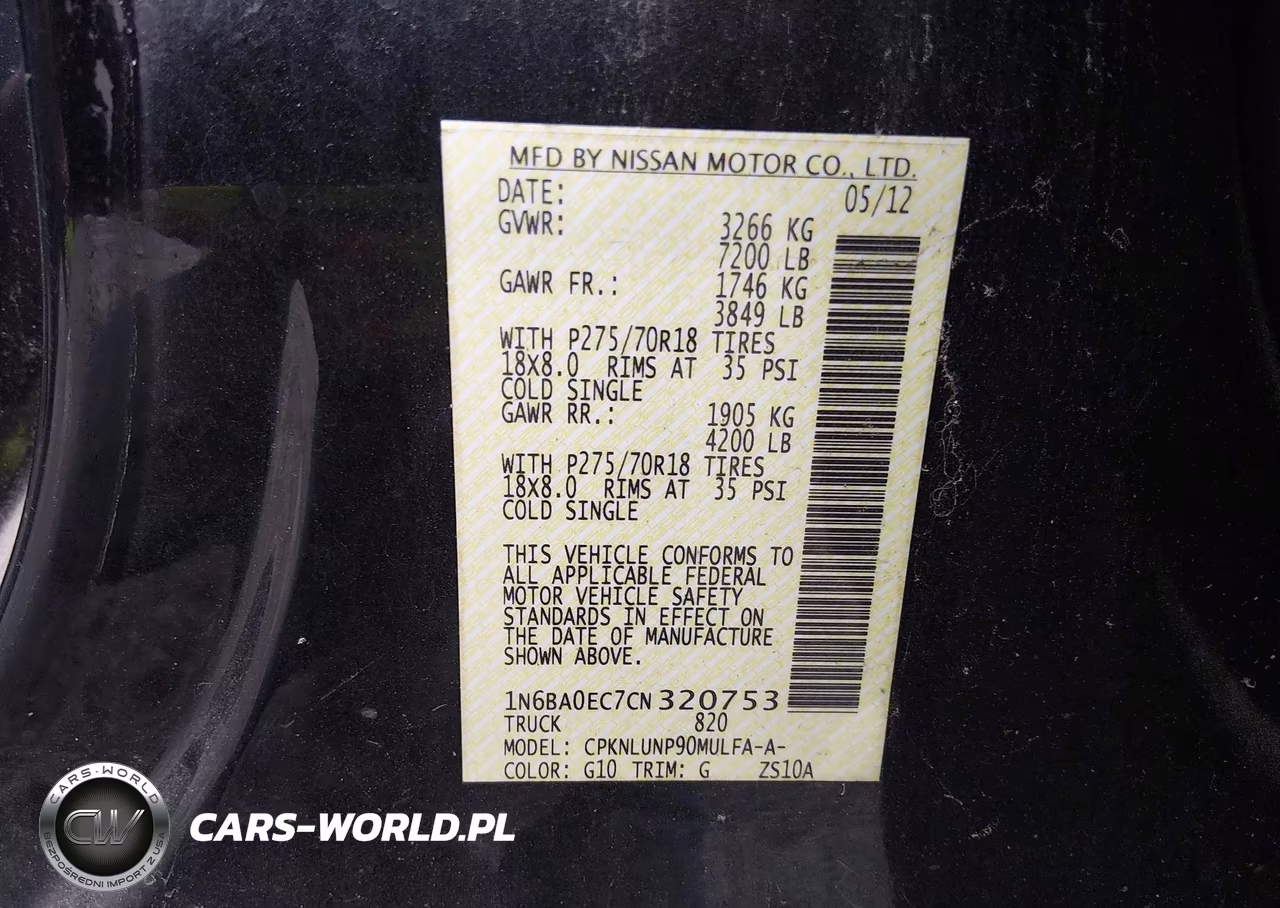 2012 Nissan Titan Pro-4X VIN:1N6BA0EC7CN320753 - 9