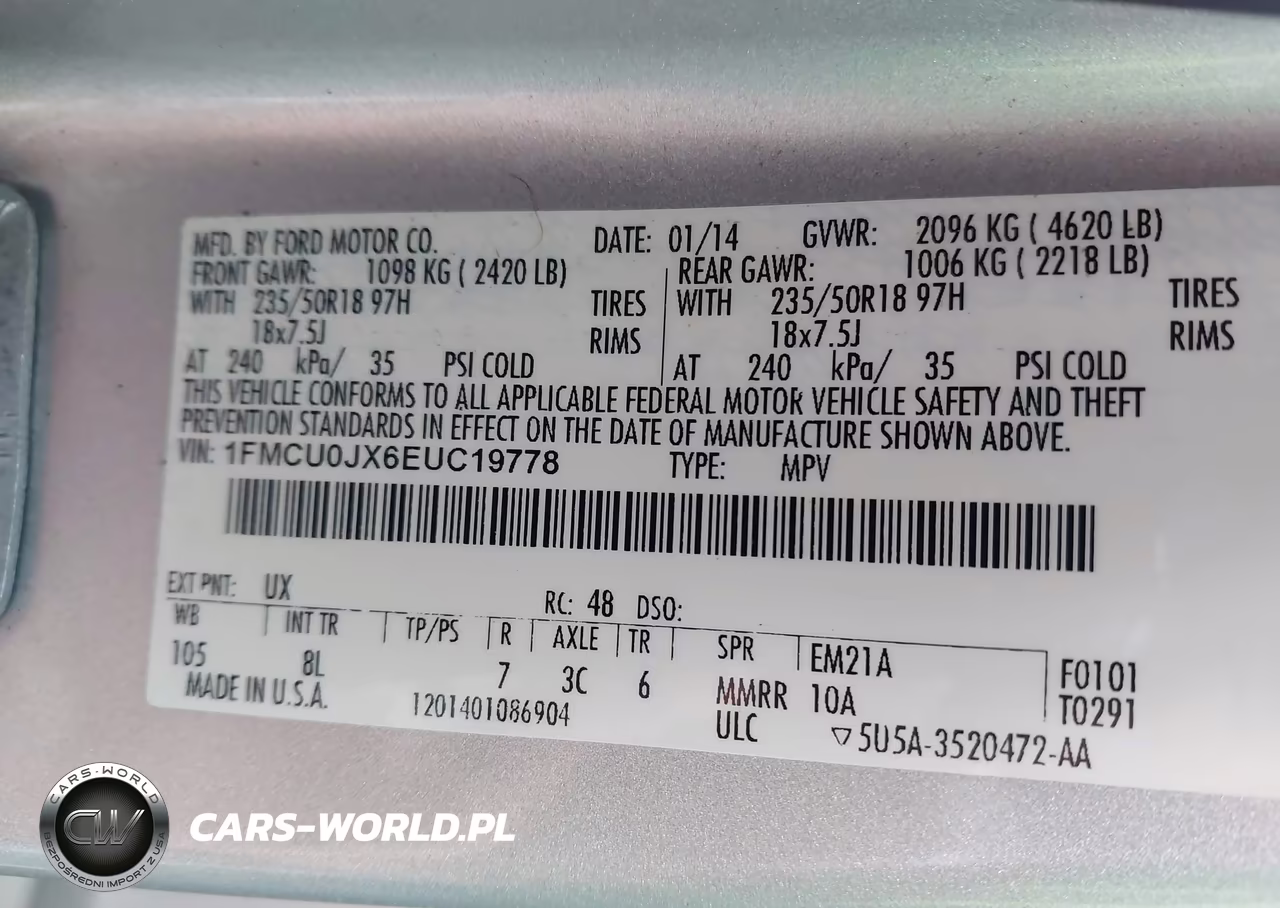2014 Ford Escape Titanium VIN:1FMCU0JX6EUC19778 - 9