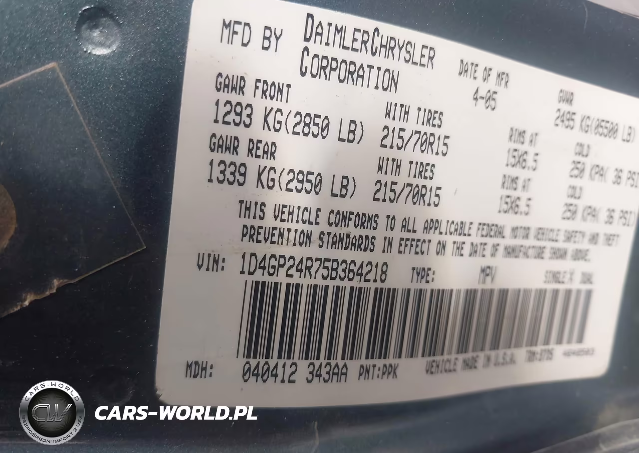 2005 Dodge Grand Caravan Se VIN:1D4GP24R75B364218 - 9
