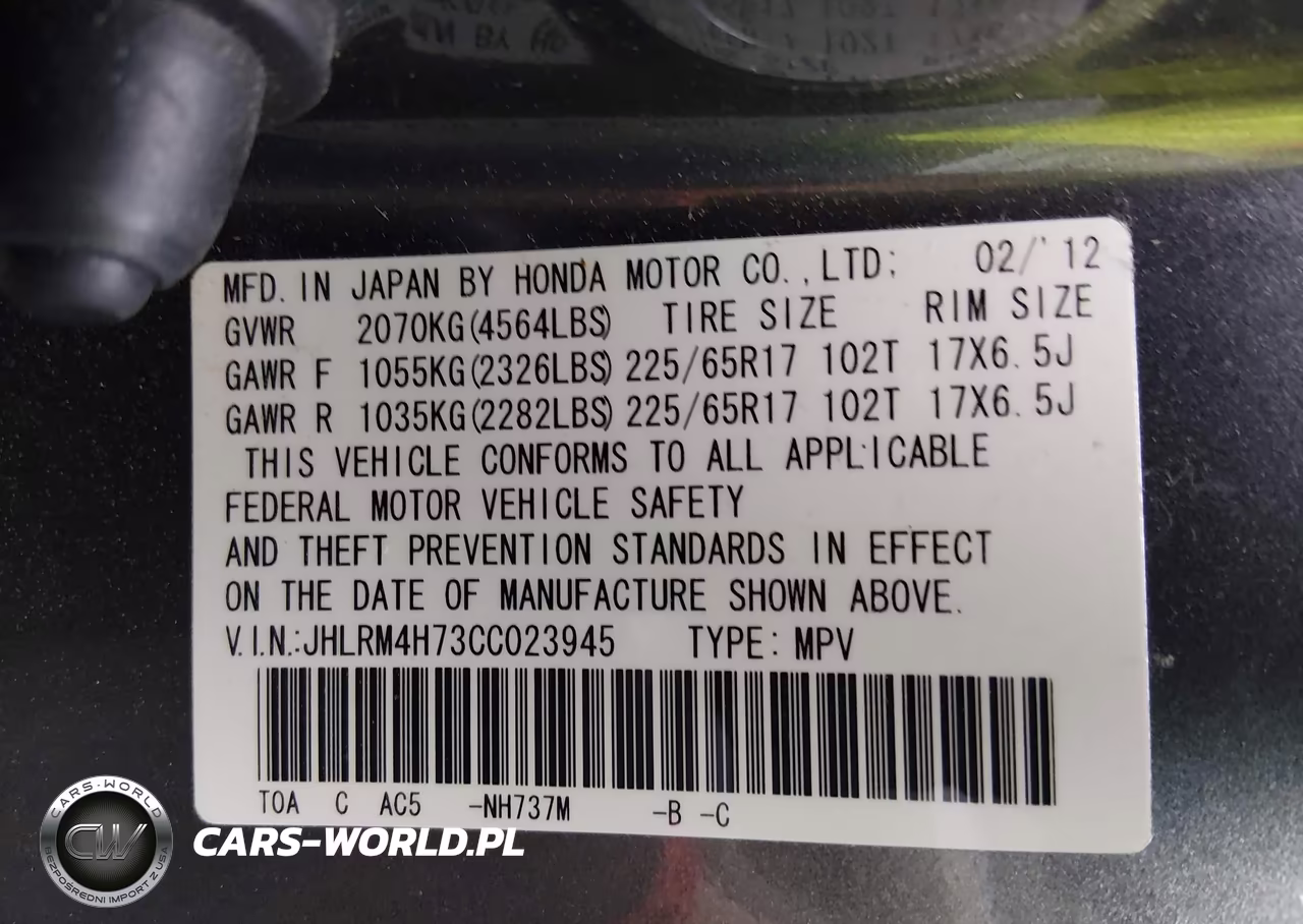 2012 Honda Cr-V Ex-L VIN:JHLRM4H73CC023945 - 9