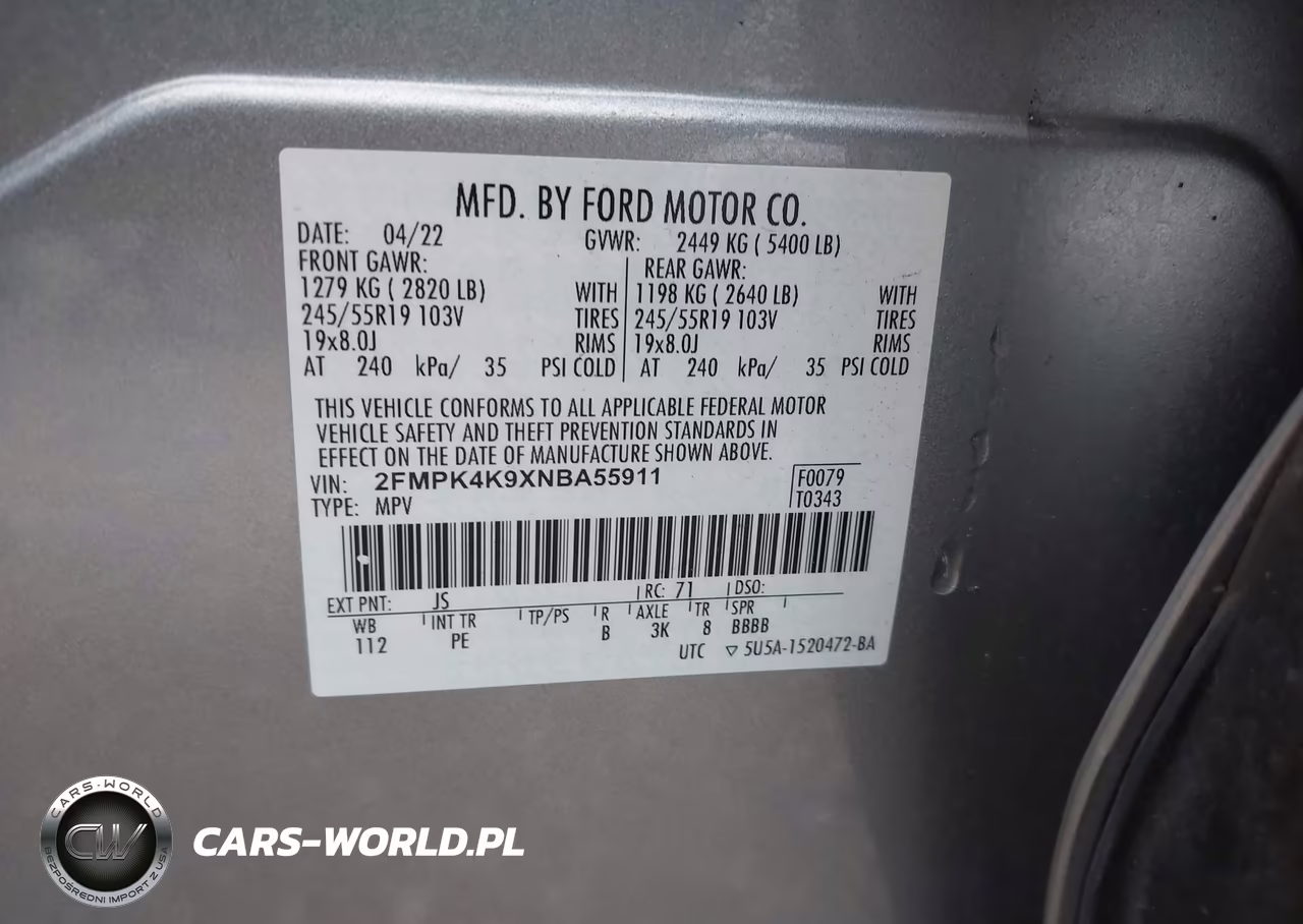 2022 Ford Edge Titanium VIN:2FMPK4K9XNBA55911 - 9