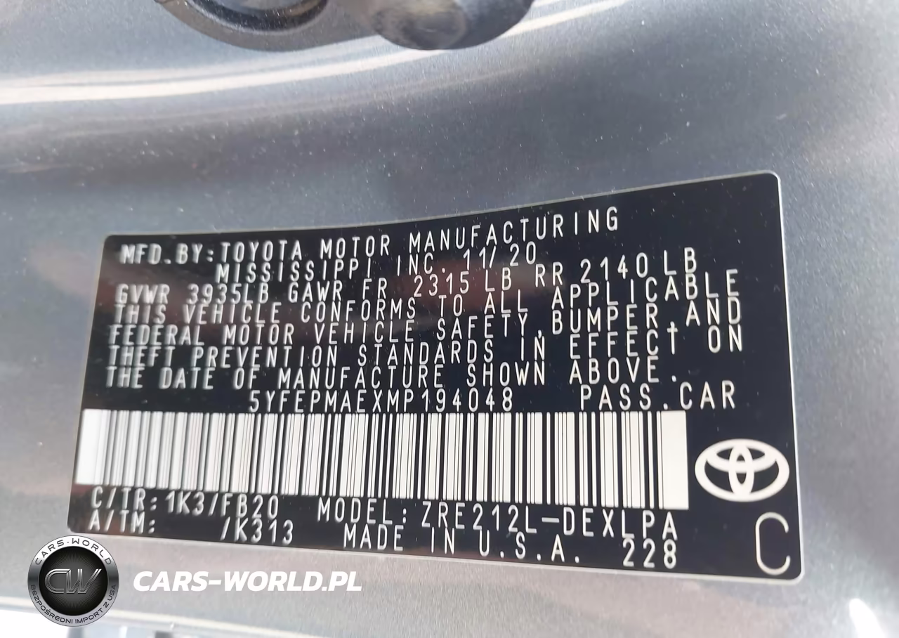 2021 Toyota Corolla Le VIN:5YFEPMAEXMP194048 - 9