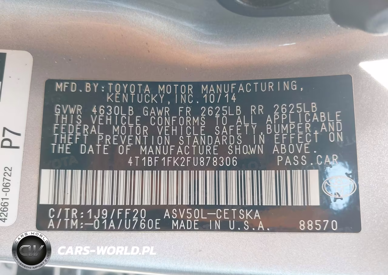 2015 Toyota Camry Se VIN:4T1BF1FK2FU878306 - 9