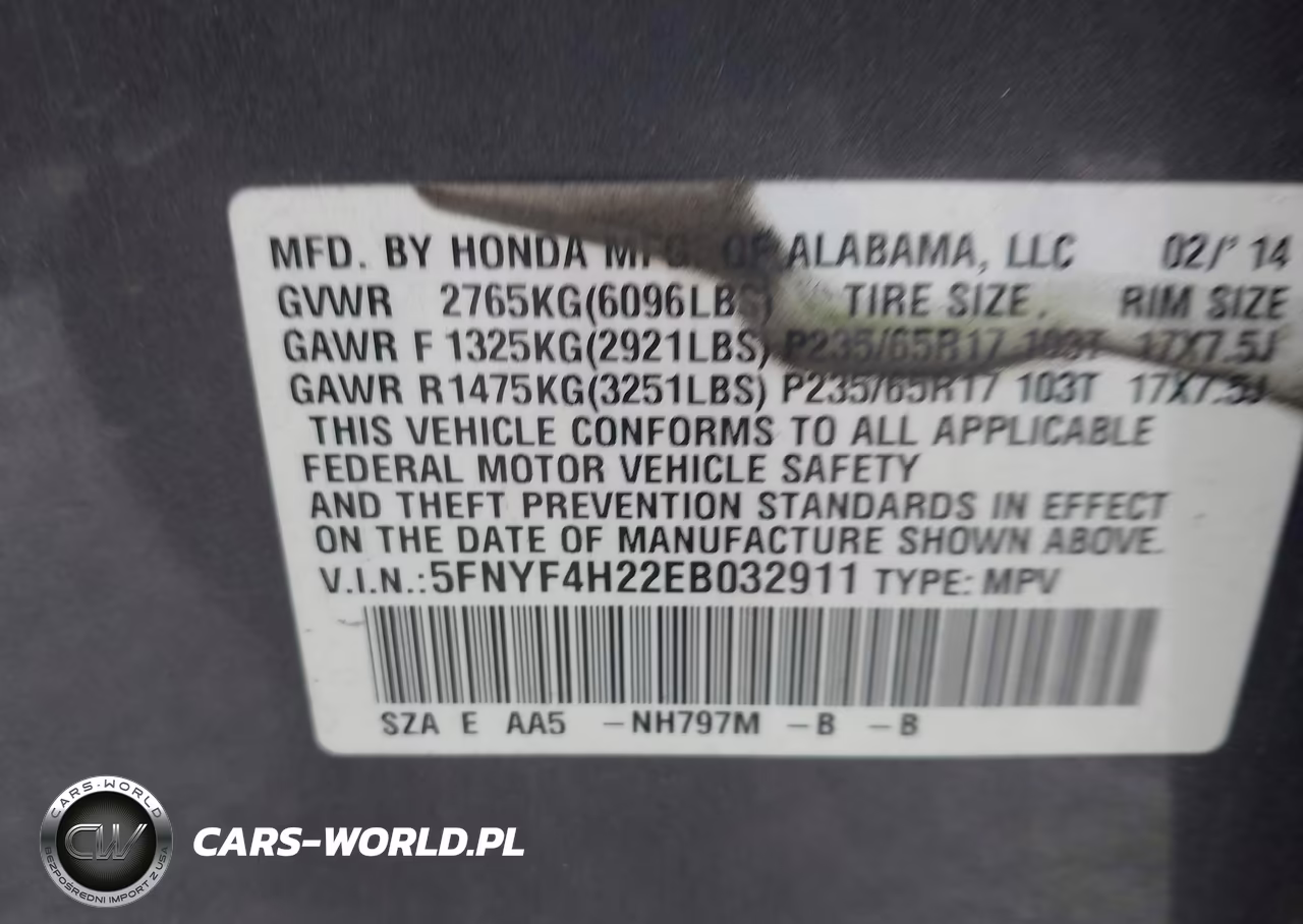2014 Honda Pilot Lx VIN:5FNYF4H22EB032911 - 9