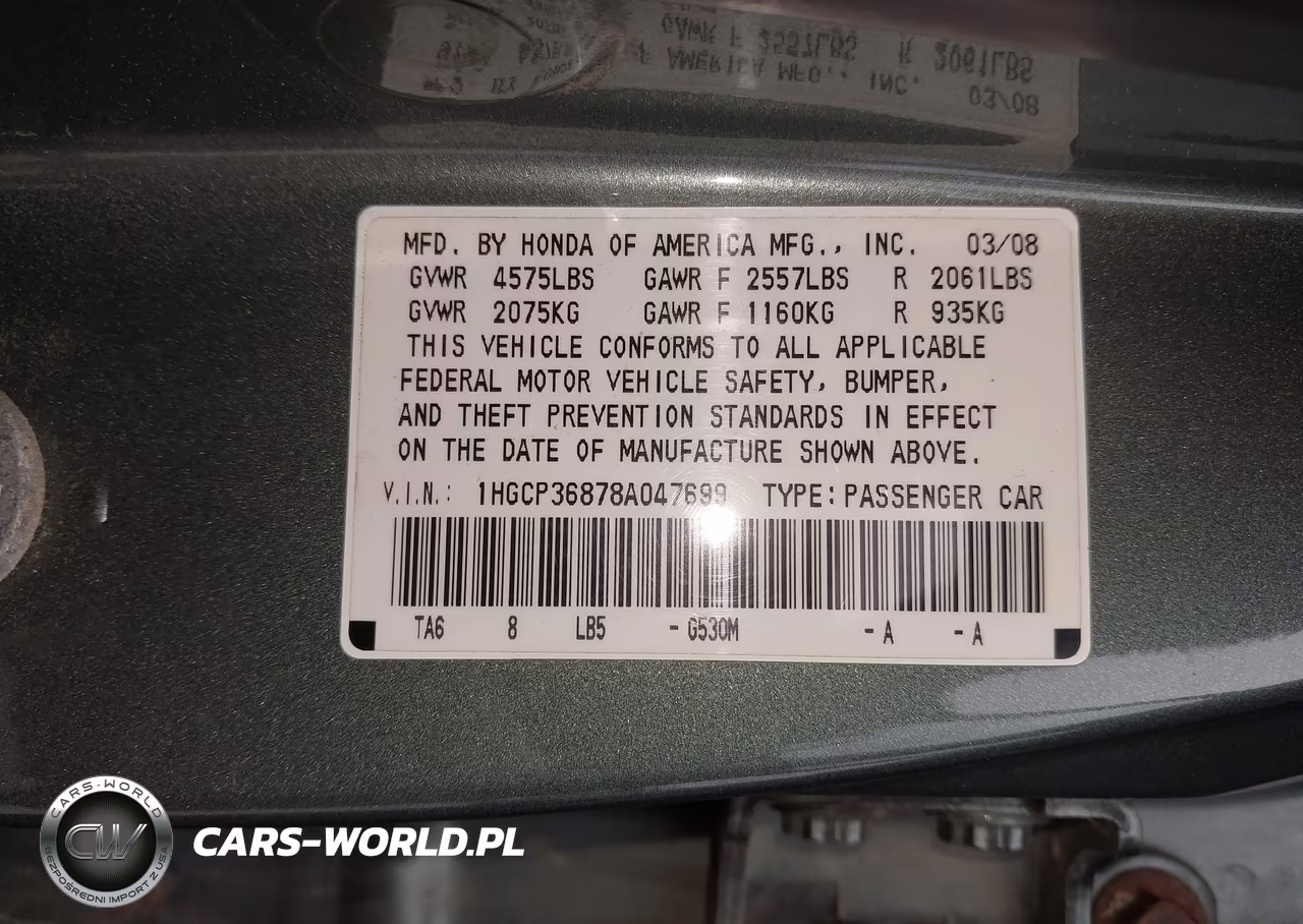 2008 Honda Accord 3.5 Ex-L VIN:1HGCP36878A047699 - 9