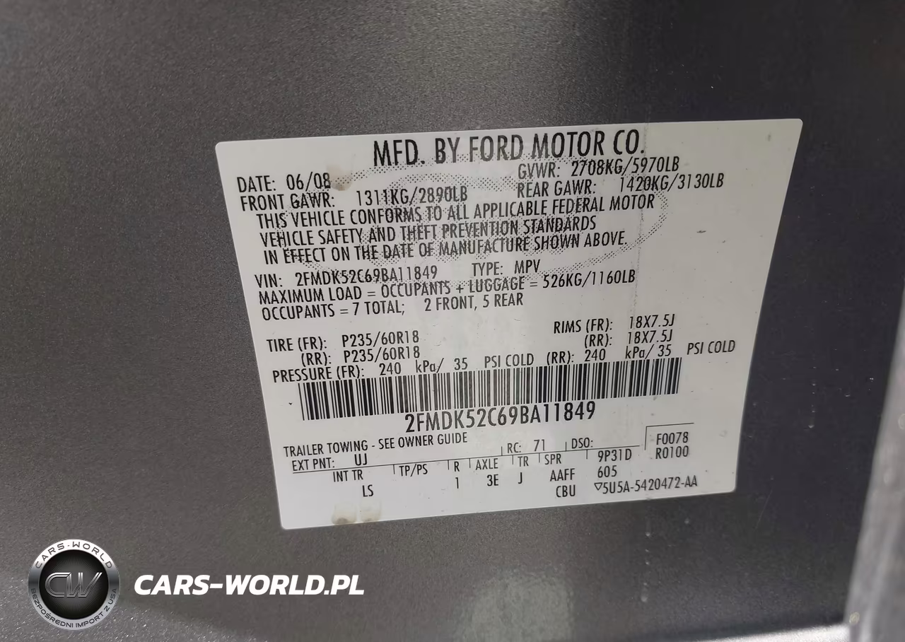 2009 Ford Flex Sel VIN:2FMDK52C69BA11849 - 9