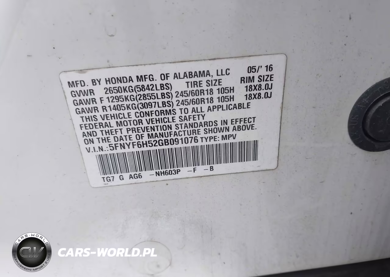 2016 Honda Pilot Ex-L VIN:5FNYF6H52GB091076 - 9