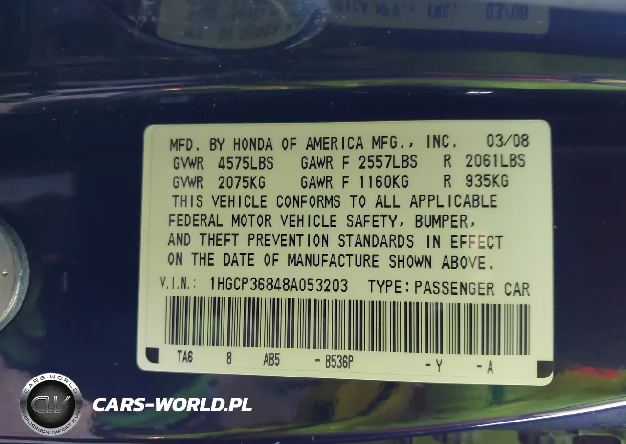 2008 Honda Accord 3.5 Ex-L VIN:1HGCP36848A053203 - 9